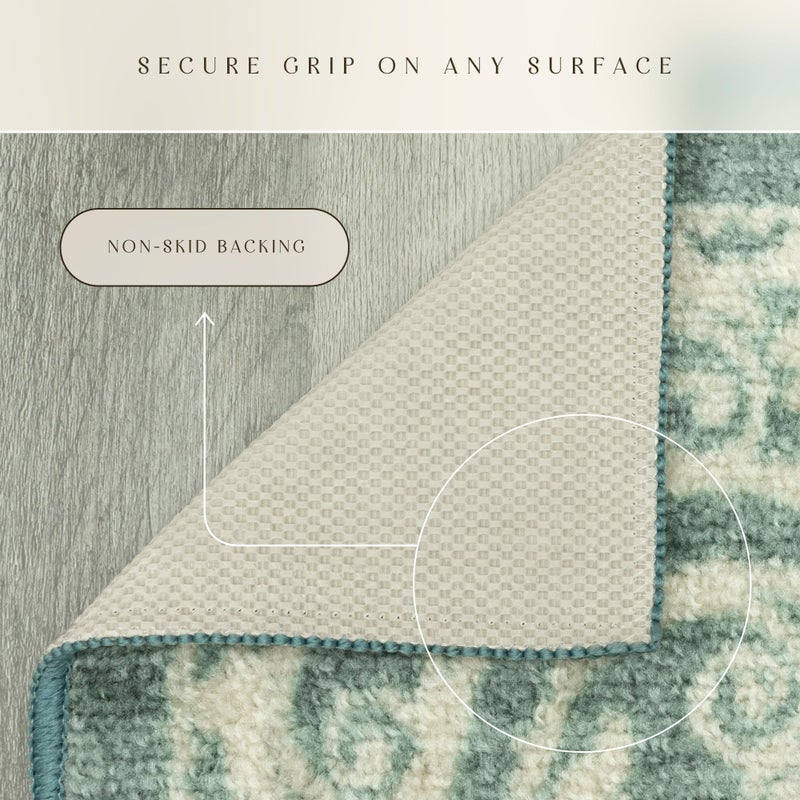 Maples Rugs Pelham Transitional Area Rugs - Made in USA - Washable, Non Slip, Indoor Carpet for Entryway, Foyer, Kitchen, and Bathroom, 2'6 x 3'10, Light Spa - Image 5